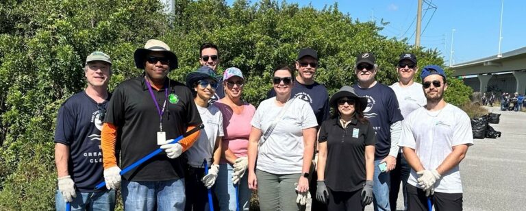 Plan Hillsborough staff participating in a cleanup day at Port Tampa, for Earth Day