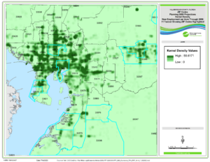 Map shows kernel density of 2050 new employment per acre. Moreover, the map highlights the 11 Hillsborough County ZIP Codes with the largest projected employment growth through 2050. These ZIP Codes are located in the Seminole Heights, Downtown Tampa, South Tampa, Central & South Plant City, and the South Shore Area.